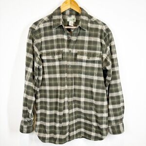 LL Bean Green Flannel Button Down Shirt